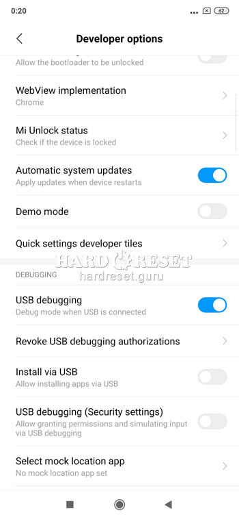 Depuración de USB Xiaomi Redmi Note 7