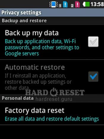Factory data reset  Alcatel One Touch