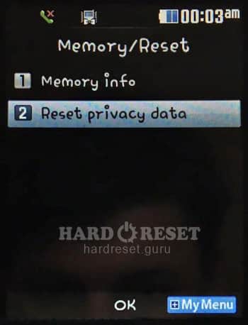 Reset privacy data LG KH3400 Sweet