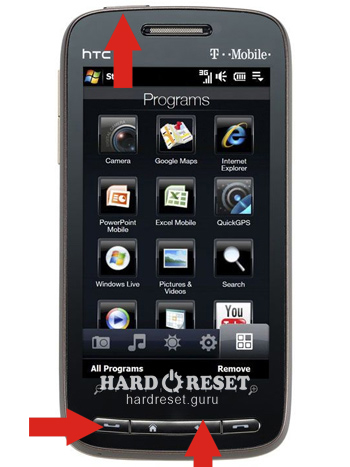 Hard Reset keys HTC T7373 Touch Pro 2