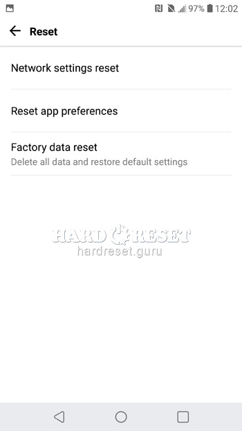 Restablecimiento de datos de fábrica LG G5