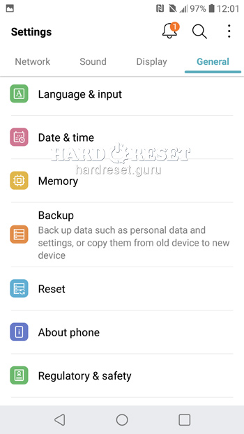 Reset settings on LG G5