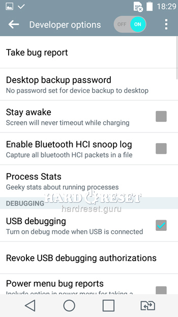 USB debugging LG G3s