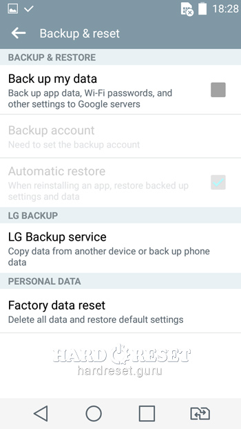 Factory data reset LG G3s