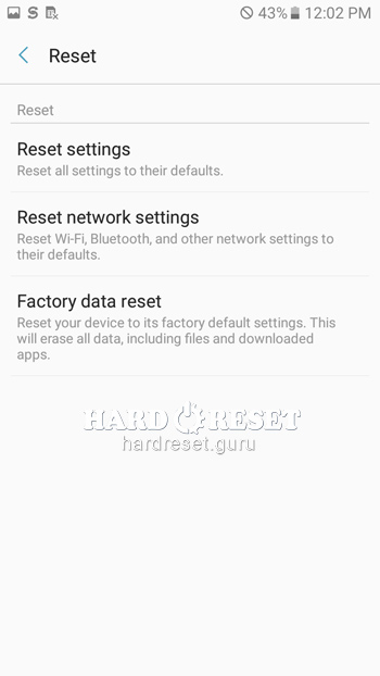 Factory data reset Samsung Galaxy J7 Sky Pro