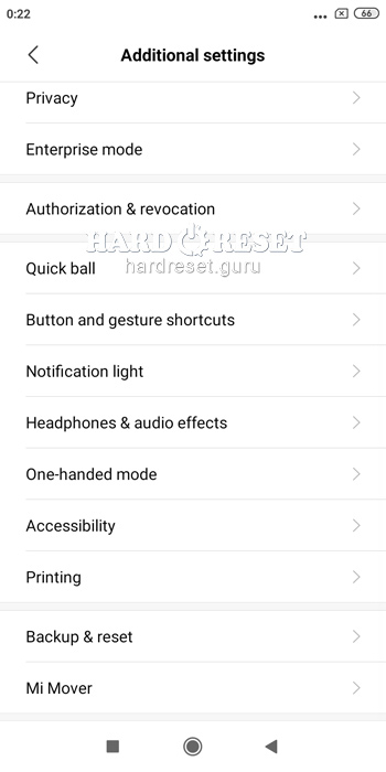 Reset settings on Xiaomi Redmi 7