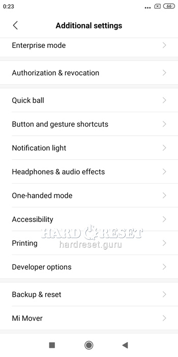 Developer options Xiaomi Redmi 7