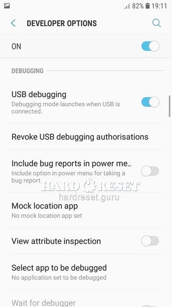 Depuración de USB Samsung Galaxy J5