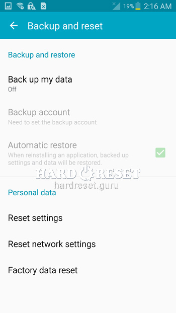 Reset settings on Samsung Galaxy Note 4