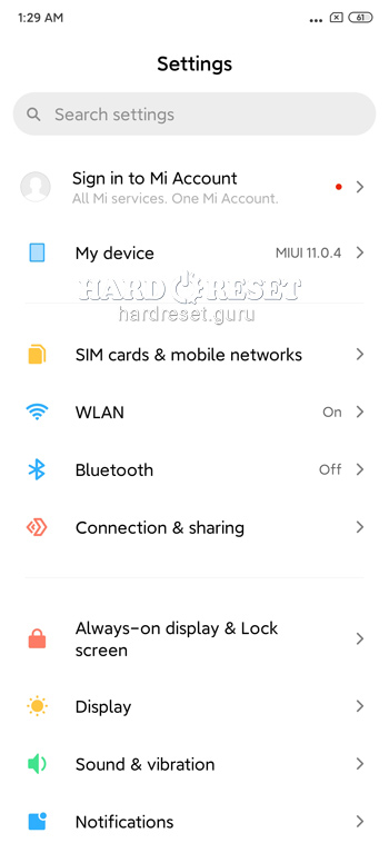 settings on Xiaomi Redmi K20 Pro