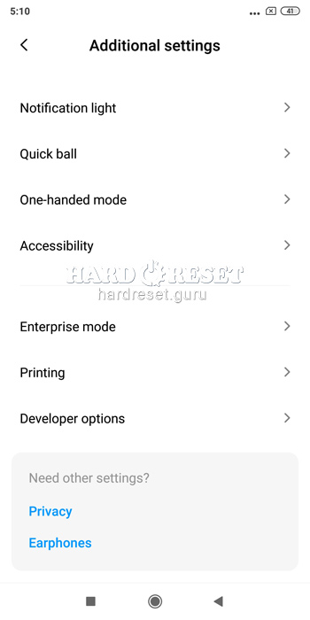 Developer options Xiaomi Redmi 5 Plus