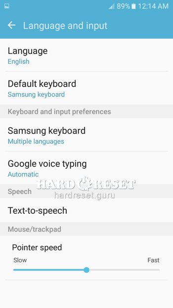 Language and input Samsung Galaxy J3