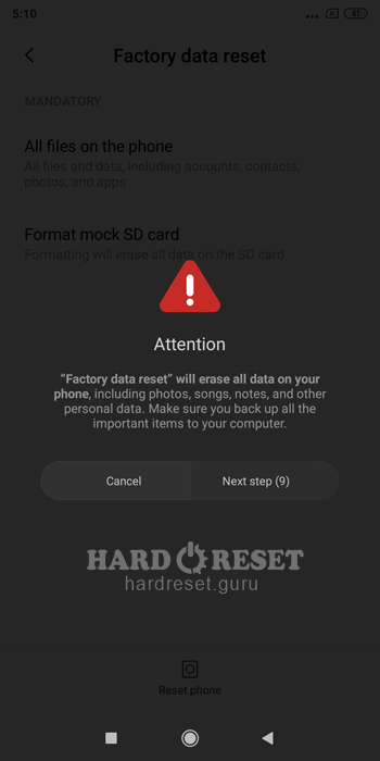 Reset phone Xiaomi Redmi 5 Plus