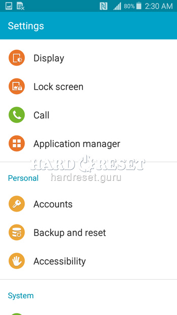 General settings on Samsung Galaxy Grand Prime