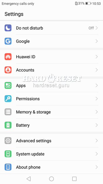 settings on Huawei Y6 and similar series