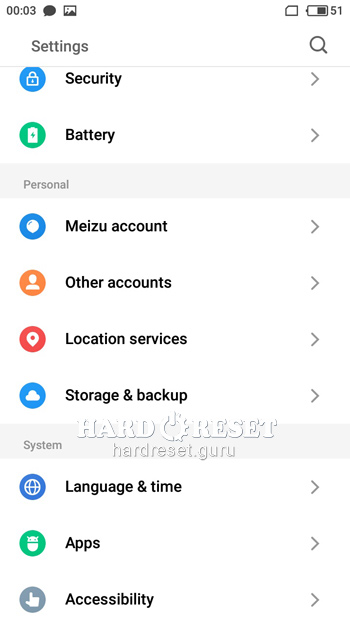 settings on Meizu M5