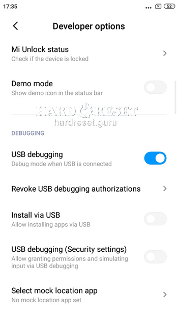Depuración de USB Xiaomi Redmi 4X