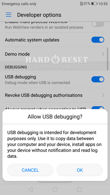 USB debugging Huawei