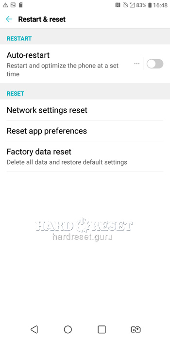 Reset settings on LG K40